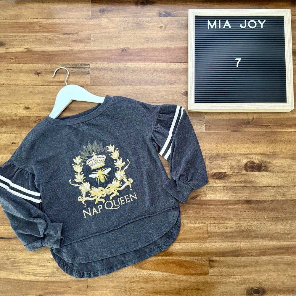 Mia Joy Joyfolie Girls Nap Queen Gray Top 7 Casual Vintage Long Sleeve